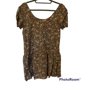 Cotton Candy Woman’s SZ S Taupe Floral Scoop Neck Dress